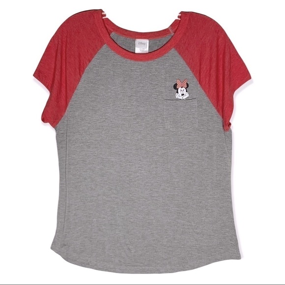 🎒Disney Baseball sleeve Minnie Mouse T-shirt - Picture 1 of 6